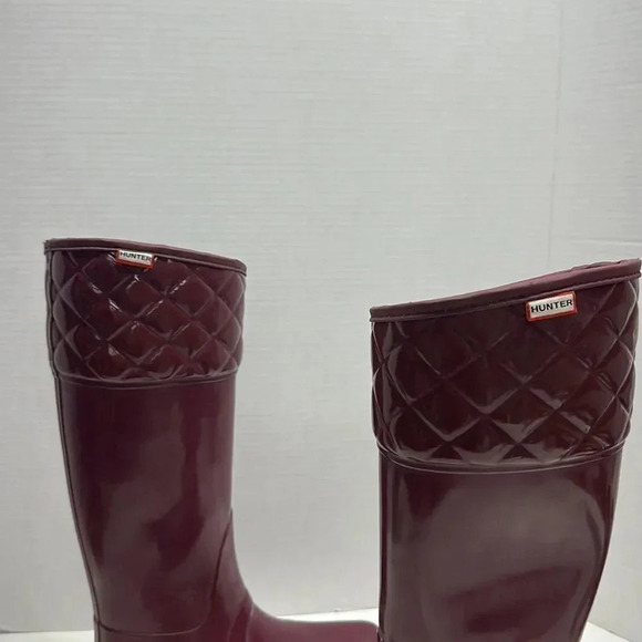 Hunter Rigley Rain Boots Tall Quilted Pull On Boot Waterproof Maroon Red Size 7 - Picture 2 of 13